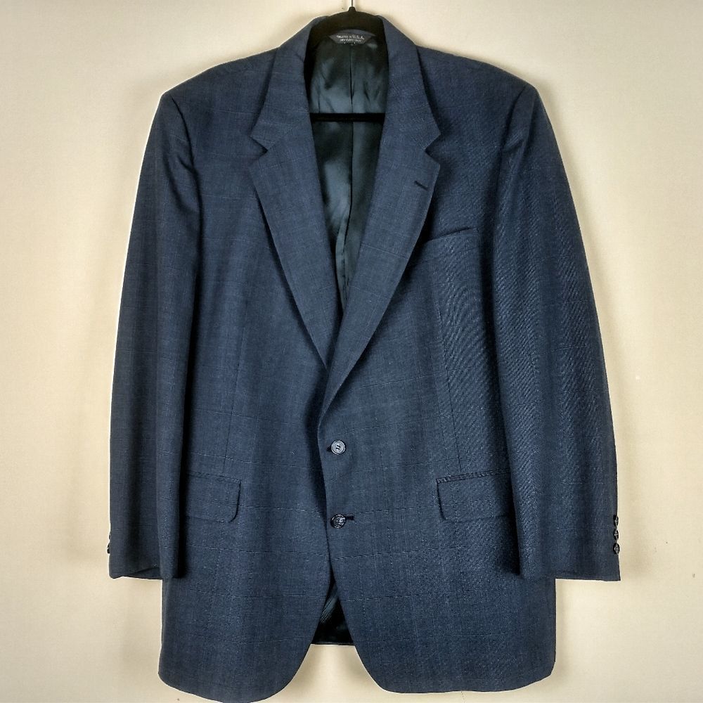 Vintage Cartier Jack Lang Men's Blue Charcoal Suit Jacket